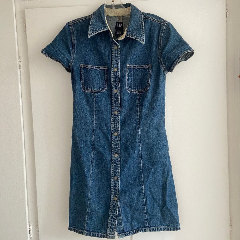Vintage GAP Denim Snap Mini dress y2k SMALL